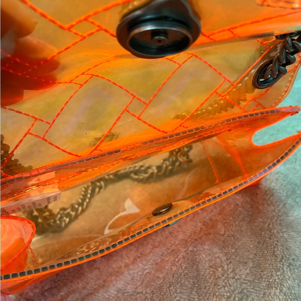 Kurt Geiger Kensington Transparent Quilted Crossbody Bag Orange - Picture 7 of 9
